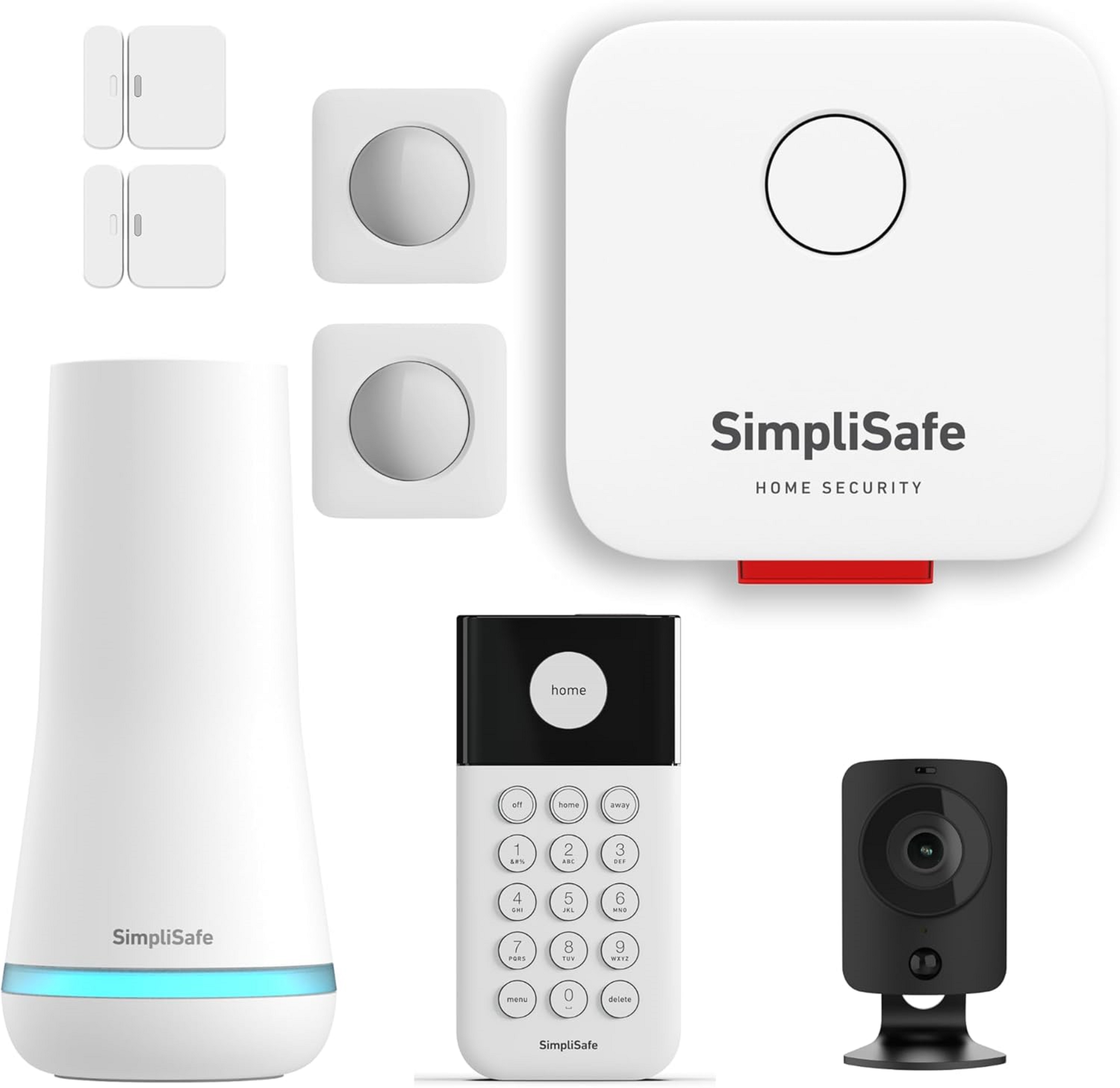 Illustration of SimpliSafe home security system components.
